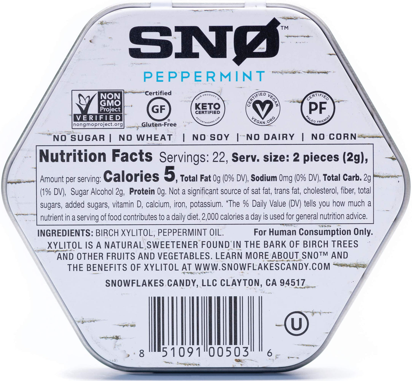 Mint Assortment Keto Xylitol Candy Chips (6-Pack) - Sn 1.5Oz Tin - Sugar-Free Candy With Only 2 Ingredients | Low Carbs, Diabeti