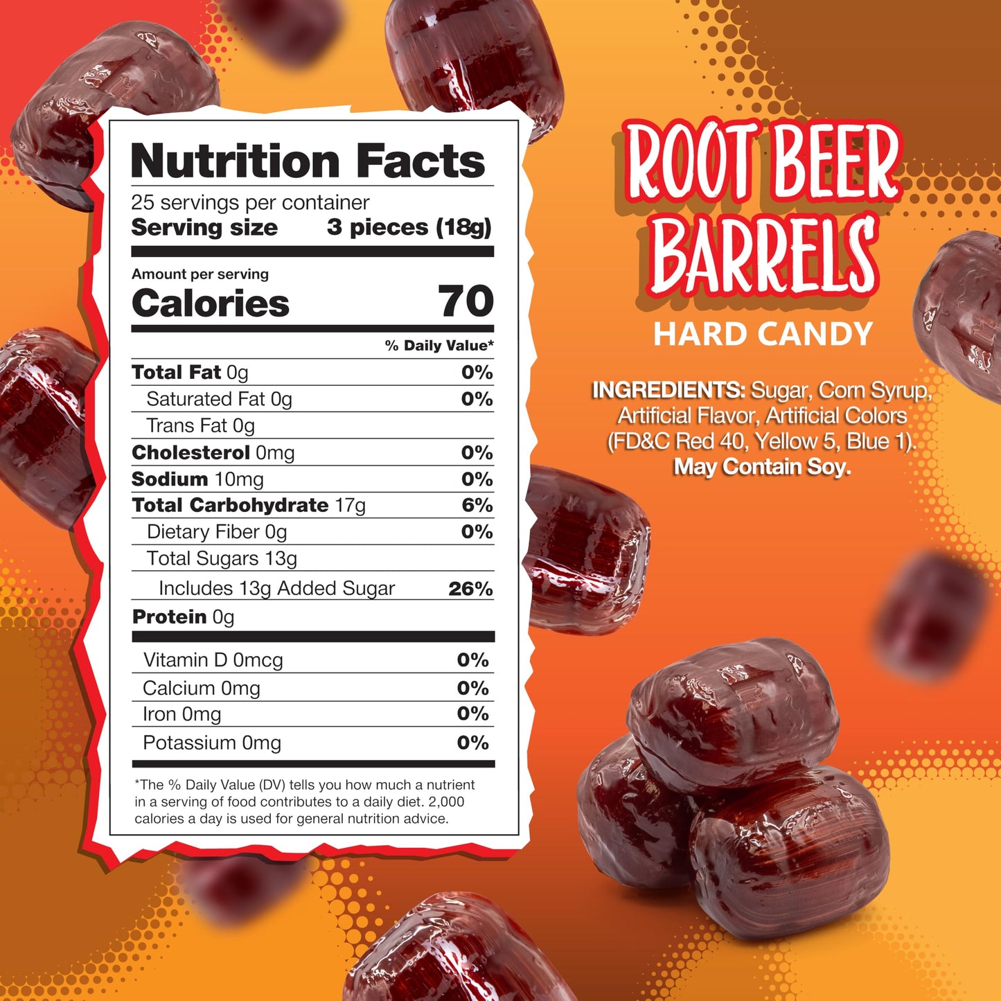 Root malt-inspired Barrels Hard Candy | 1-Pound Bag  About 75 Pieces | Old Fashioned