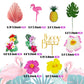 12 Pcs Flamingo Cake Toppers Flamingo Palm Leaves Hibiscus Flowers Hawaiian Cake Decorations For Tropical Luau Themed Birthday W