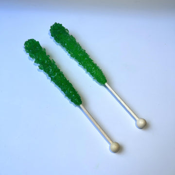 Classic Rock Candy Sticks, Sugar Rock Crystal Lollipops, Individually Wrapped (Pack Of 18, Green Apple)