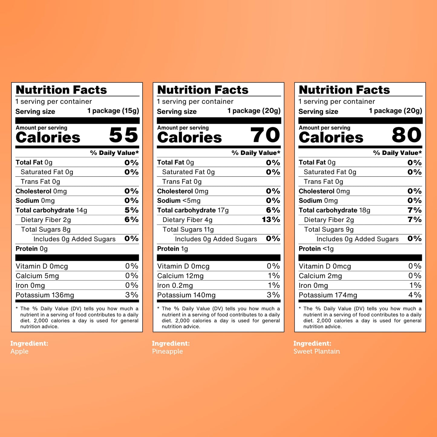 Good Chips Baked Crunchy Dried Fruit Snacks Variety Pack - Apple, Pineapple, Plantain - Pack of 12