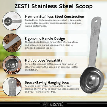 Chocolate, Sea Salt Caramel, White Chocolate, Caramel - 16 Oz (Pack Of 4) With Zesti Barista Spoon - For Coffee & Desserts