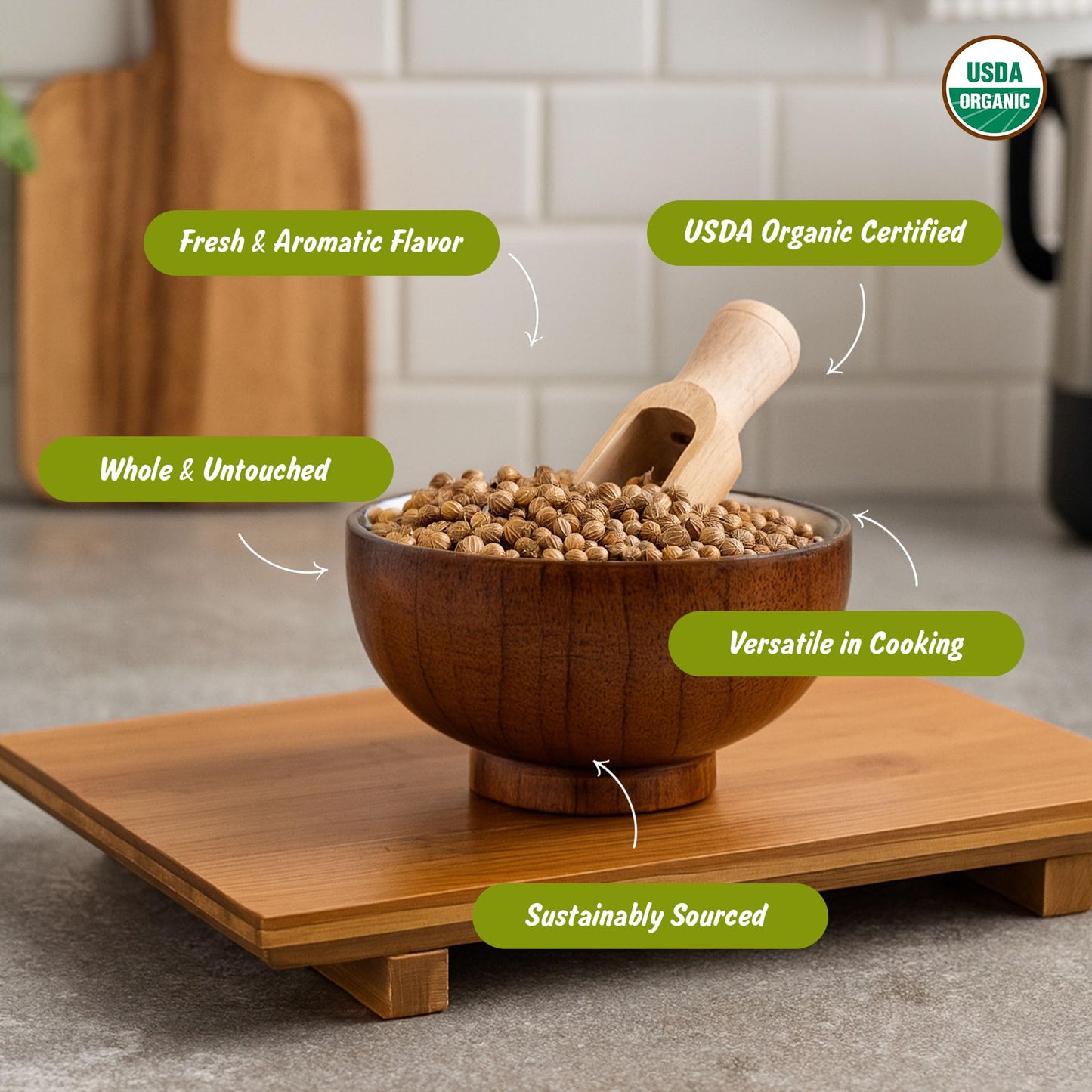 Spice Profile USDA Organic Coriander Seeds  Lab Tested for Heavy Metals  Resealable 4oz Pouch  Dhaniya  Semillas de Cilantro