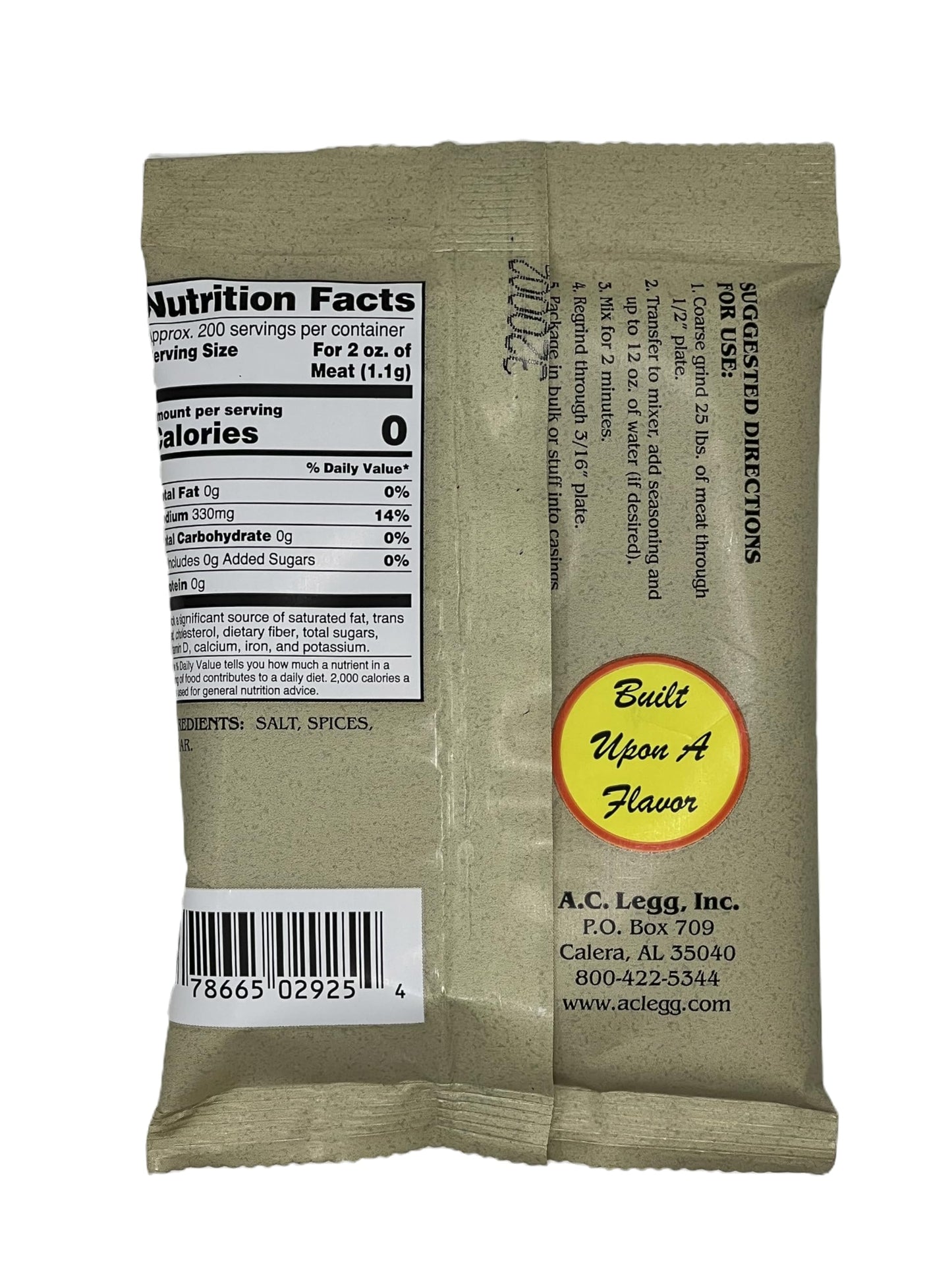 A.C. Legg Old Plantation Seasonings - Blend 29 - Pork Sausage Seasoning - 8 Ounce