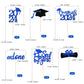 Gexolenu 36 Pcs Class Of 2024 Graduation Cupcake Toppers, Blue Glitter Double-Sided Grad Cap Cake Toppers For Graduation Party S