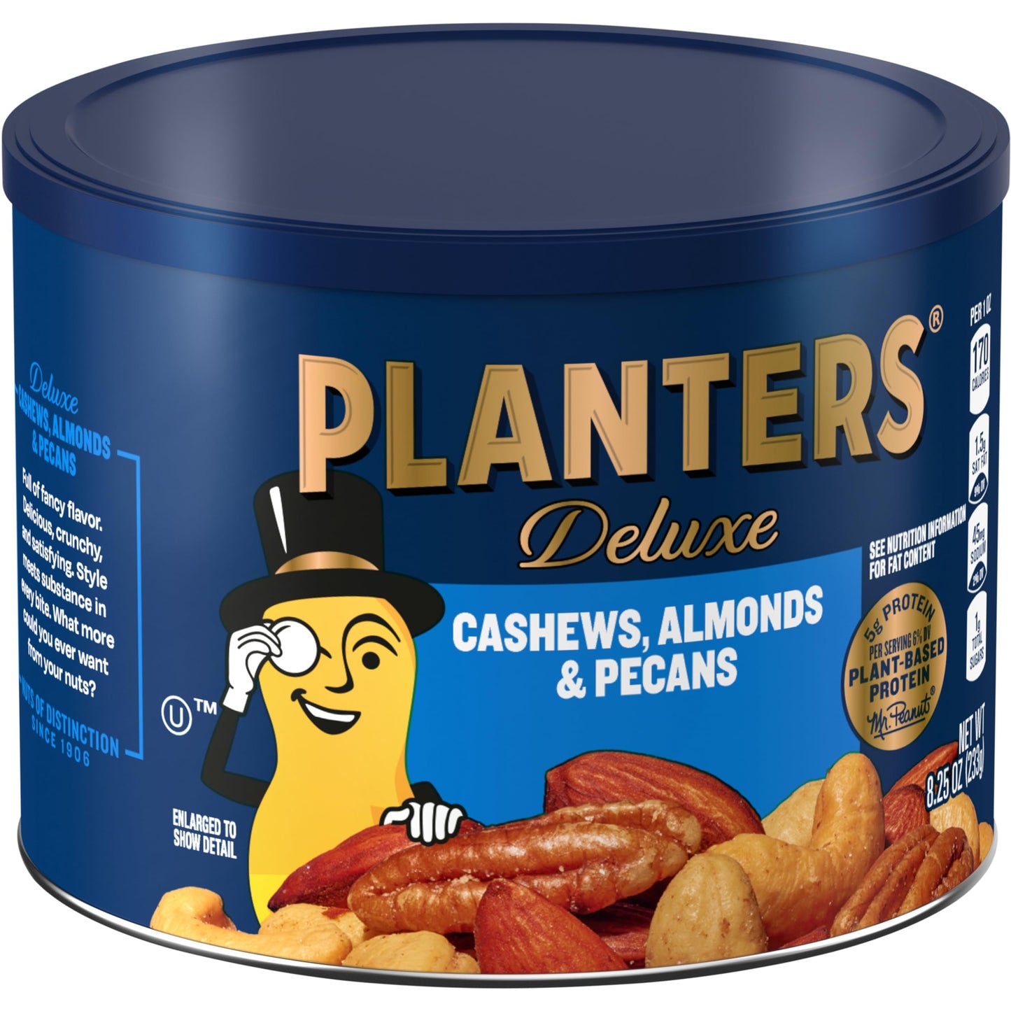 PLANTERS Cashews Almonds & Pecans Nut Mix, 8.25 oz Canister, Blue