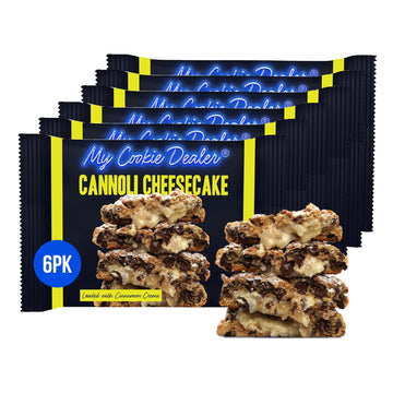 My Cookie Dealer Soft Baked Cookies, Cannoli Cheesecake (6-Pack, 4oz Cookie) - Cannoli Shell Batter Loaded with Chocolate Chips,