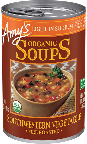Amys Soup Organic Fire Roasted Vegetable With Black Beans Light In Sodium Vegan & Gluten Free 14.3 Oz
