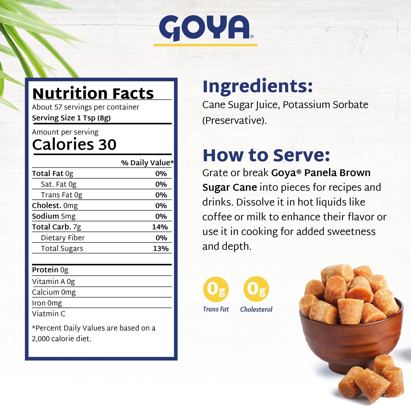 Panela Brown Sugar Cane By Goya, Cane Sugar, Piloncillo Sugar For Authentic Latin Dishes, Unrefined Mexican Sugar For Baking And Cooking, Panela Colombiana, 1Lb. Round Redonda Panela