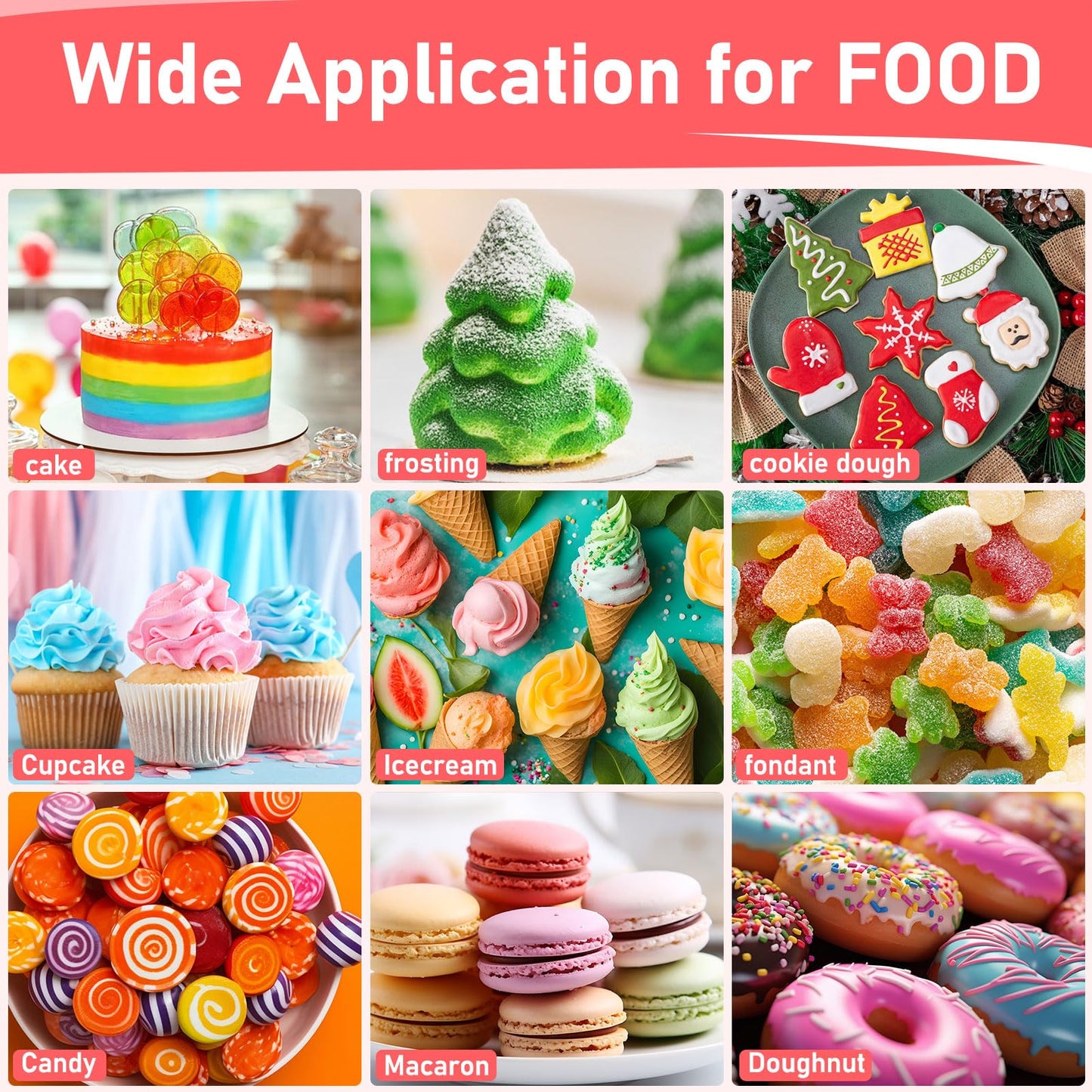 Gel Food Coloring Set - 8 Colors Concentrated Gel Based Food Color Food Grade Dye Flavorless Vibrant Edible Food Coloring For Cake Cookie Decorating Easter Egg Icing Fondant Baking Macaron - 6G/Bottle