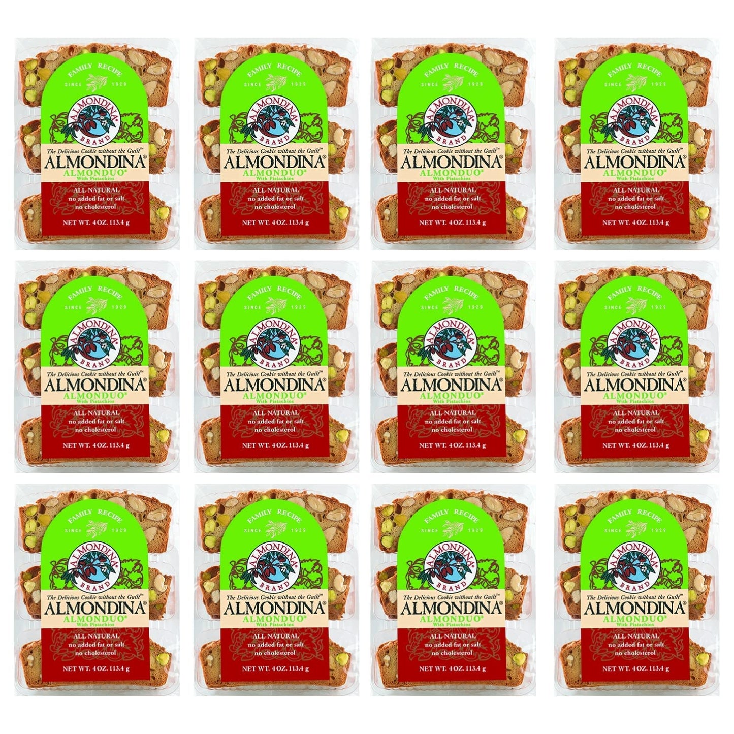 Almondina Almond Cookies, Almonduo Flavor, Roasted Almonds and Pistachios, Non-Dairy and Kosher Thin Cookies, Toasted with Natur
