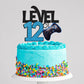 Level 12 Game Birthday Cake Topper - Video Game Boys 12Th Birthday Level Up Party Blue Cake Supplies - Game On Winner Gaming Party Decorations
