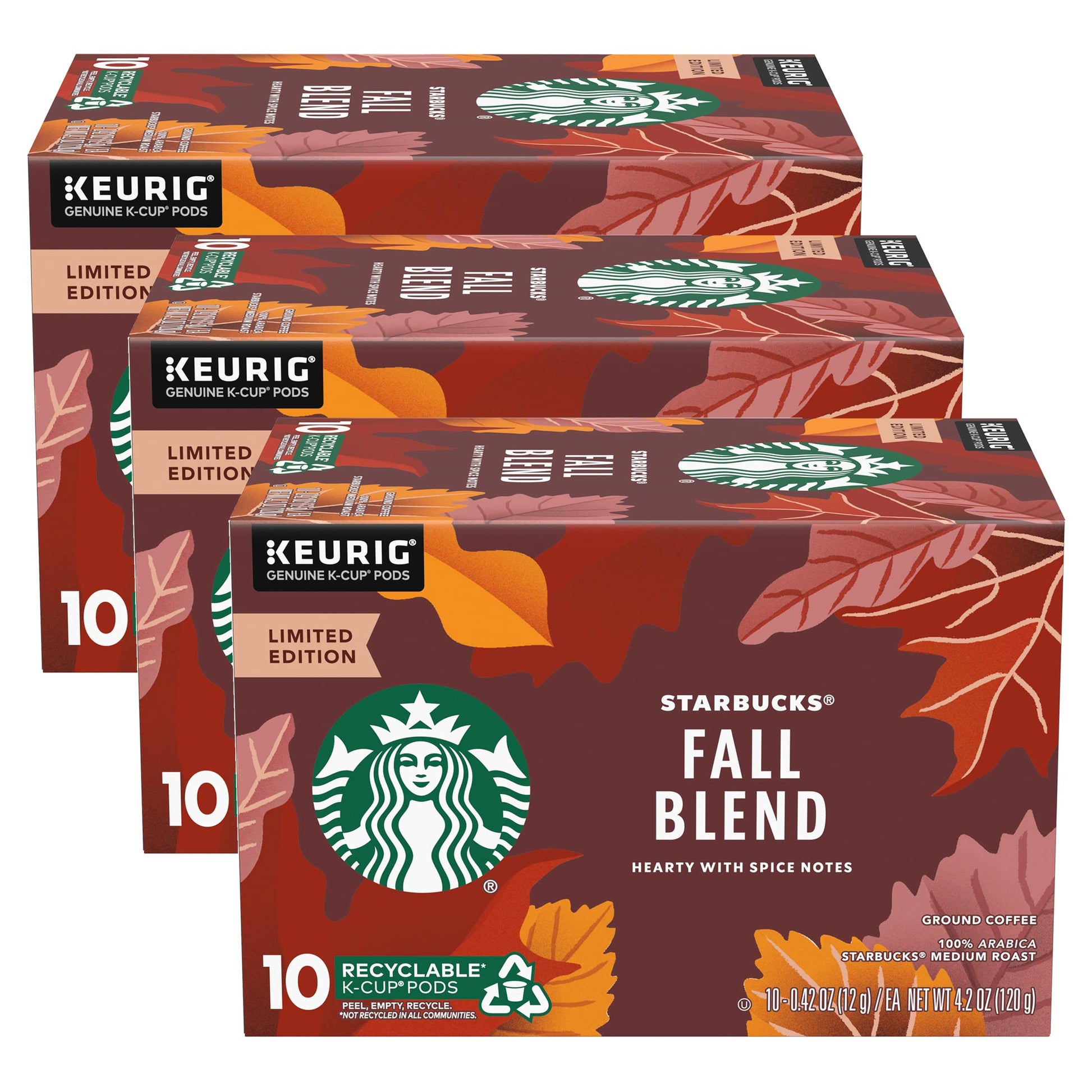 Starbucks French Roast K-Cup Portion Pack for Keurig, 10 Count (Pack of 3), White/Yellow/Black