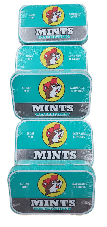 Buc-ee's 2025 Gluten Free & Sugar Free Mints - 50 mints Tin Can, Pack of 5 Non-GMO - Vegan - Soy Free - Natural Flavor (Wintergr
