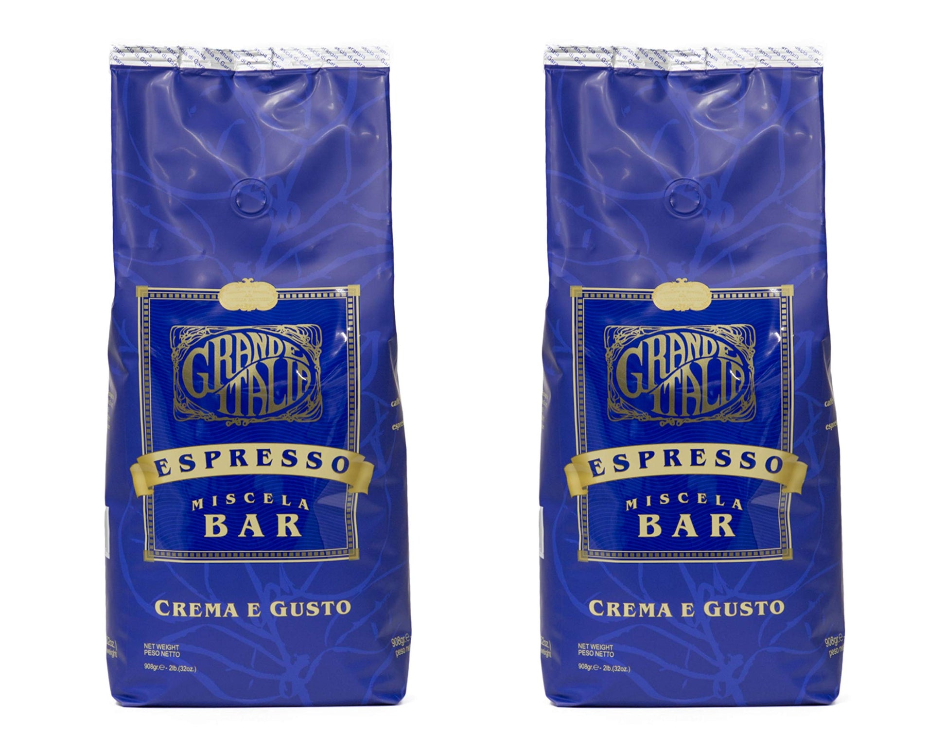 Grande Italia Espresso; Small Batch Artisan Roasted: Bar, Crema E Gusto, Whole Bean (2Lb Bag, Pack Of 2)