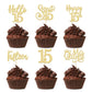 36Pcs 15Th Birthday Cupcake Toppers Sweet 15 Hello 15 Cake Toppers Fifteen Happy 15Th Cupcake Picks 15Th Birthday Cake Decoratio