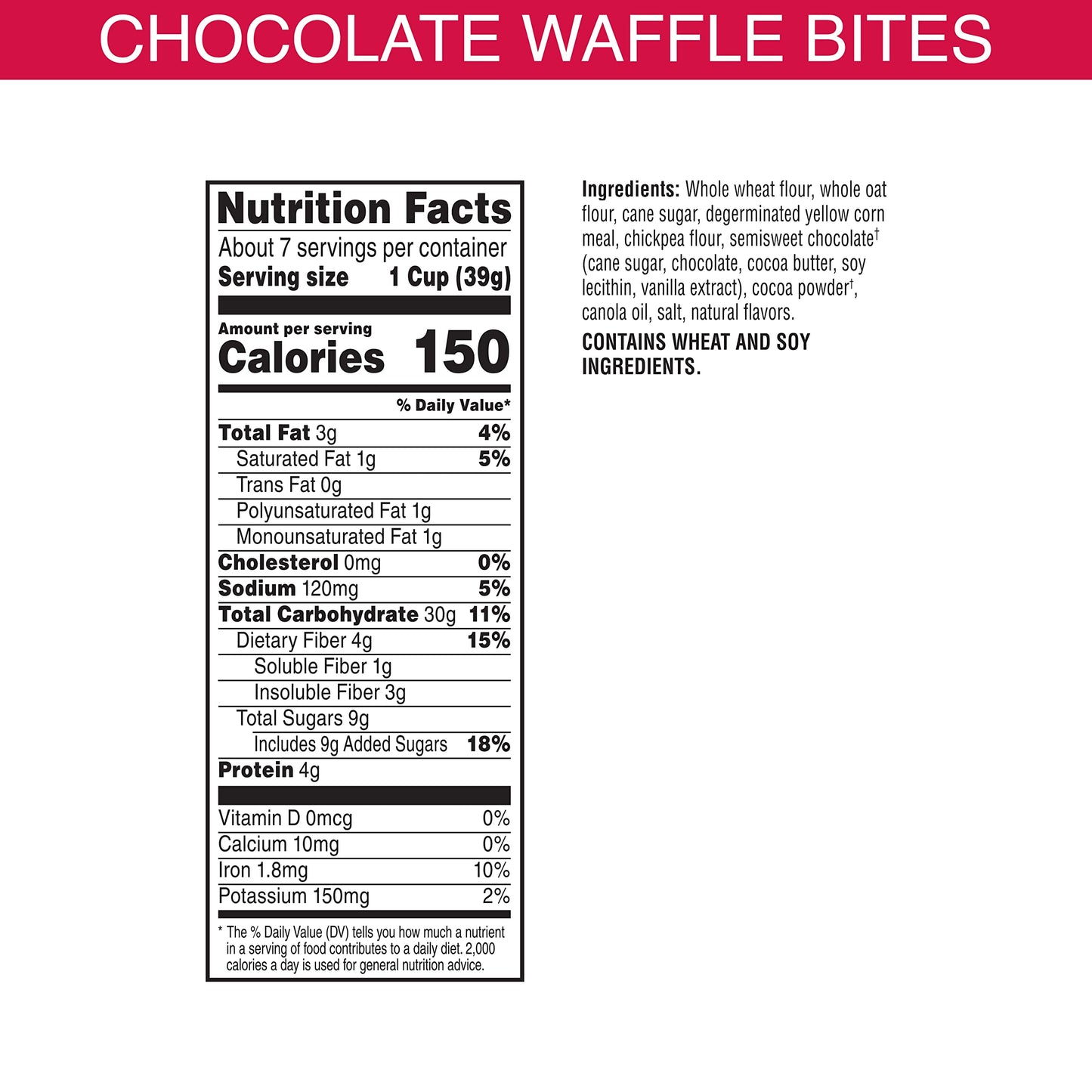 Kashi Breakfast Cereal, Vegan, Made With Whole Grains, Chocolate Waffle Bites (8 Boxes)
