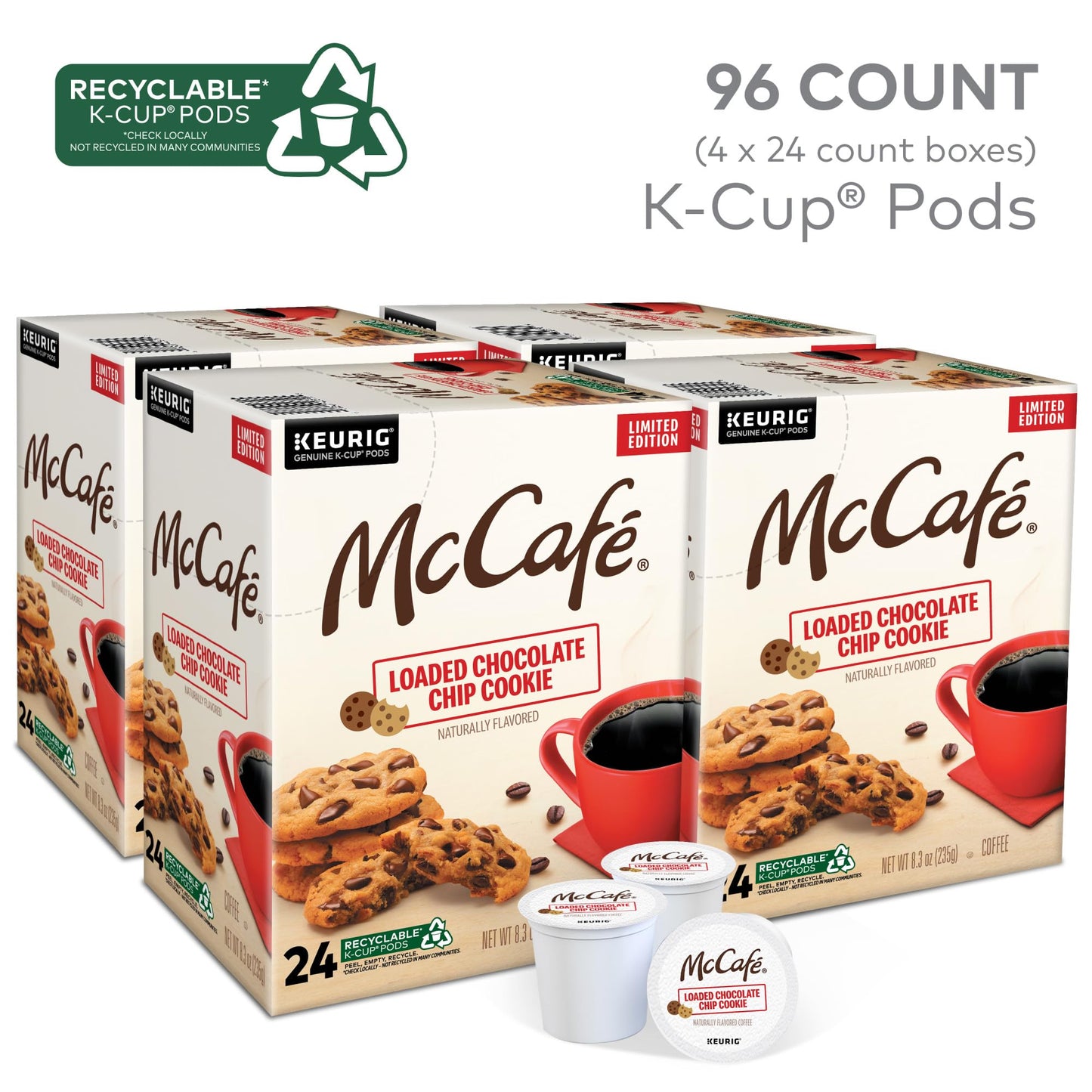 McCafé® Loaded Chocolate Chip Cookie, 96ct (4 Packs of 24) - Delicious Cookies for Sharing and Snacking