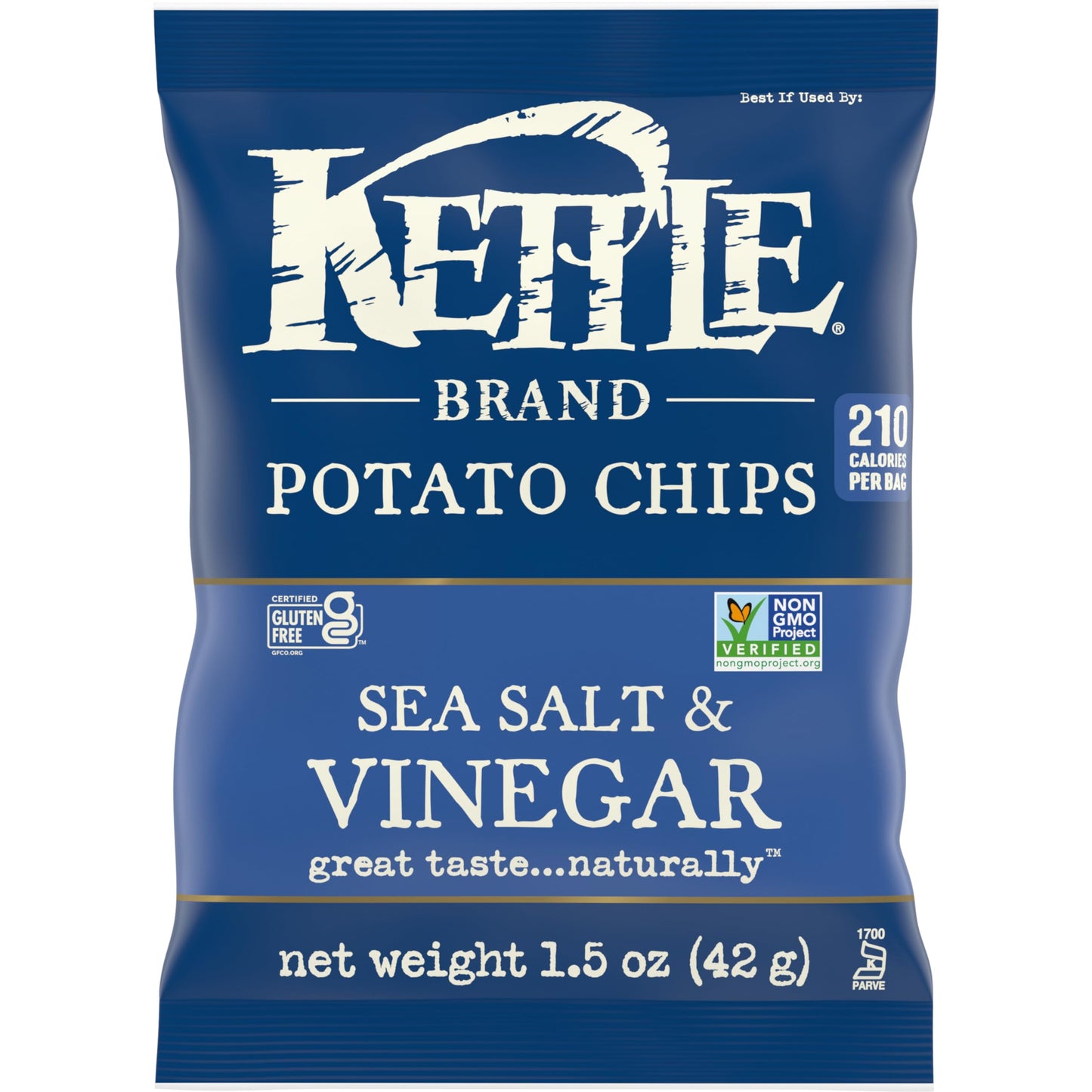 Kettle Brand Potato Chips, Sea Salt & Vinegar Kettle Chips, Snack Bag, 1.5 Oz (Pack Of 24)