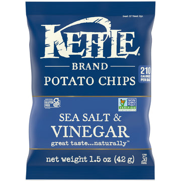 Kettle Brand Potato Chips, Sea Salt & Vinegar Kettle Chips, Snack Bag, 1.5 Oz (Pack Of 24)