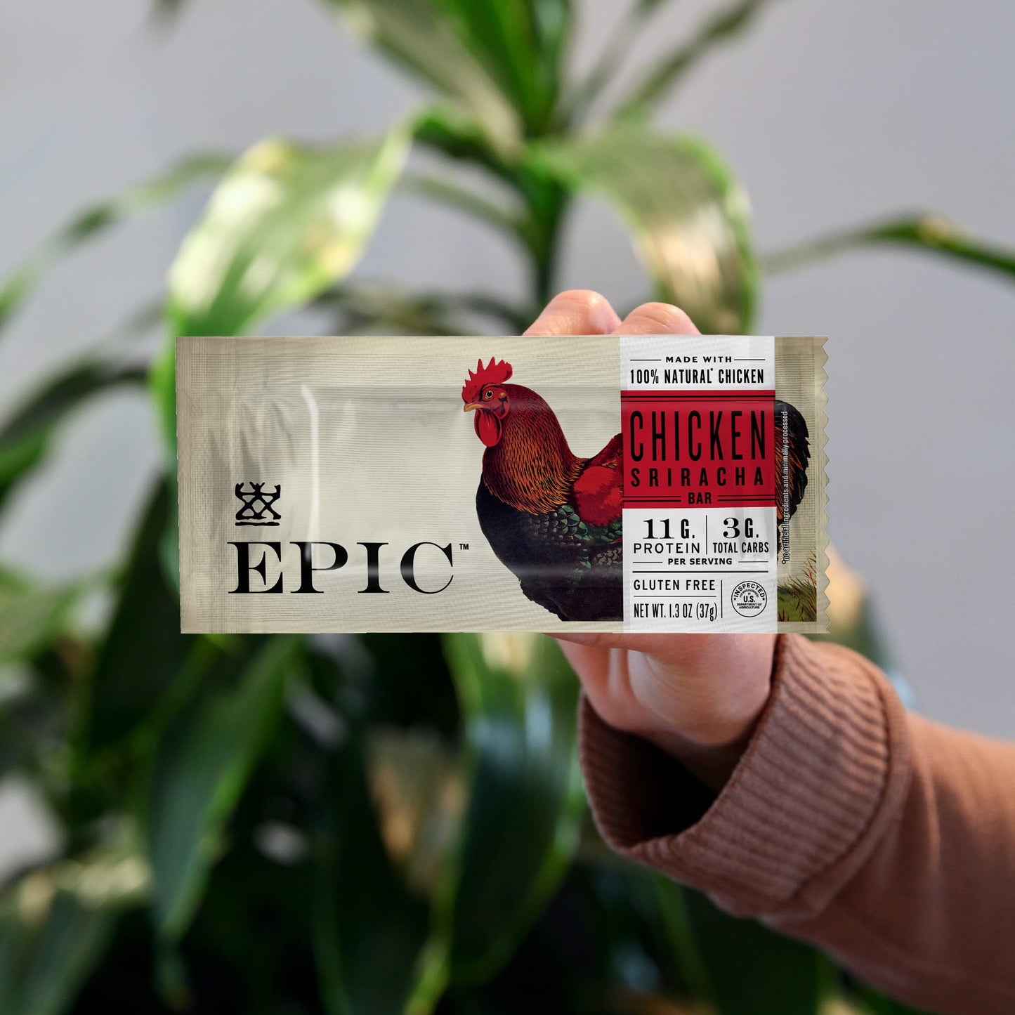 EPIC Protein Bars, Chicken Sriracha, Keto and Paleo Friendly, 1.3 oz, 4 ct