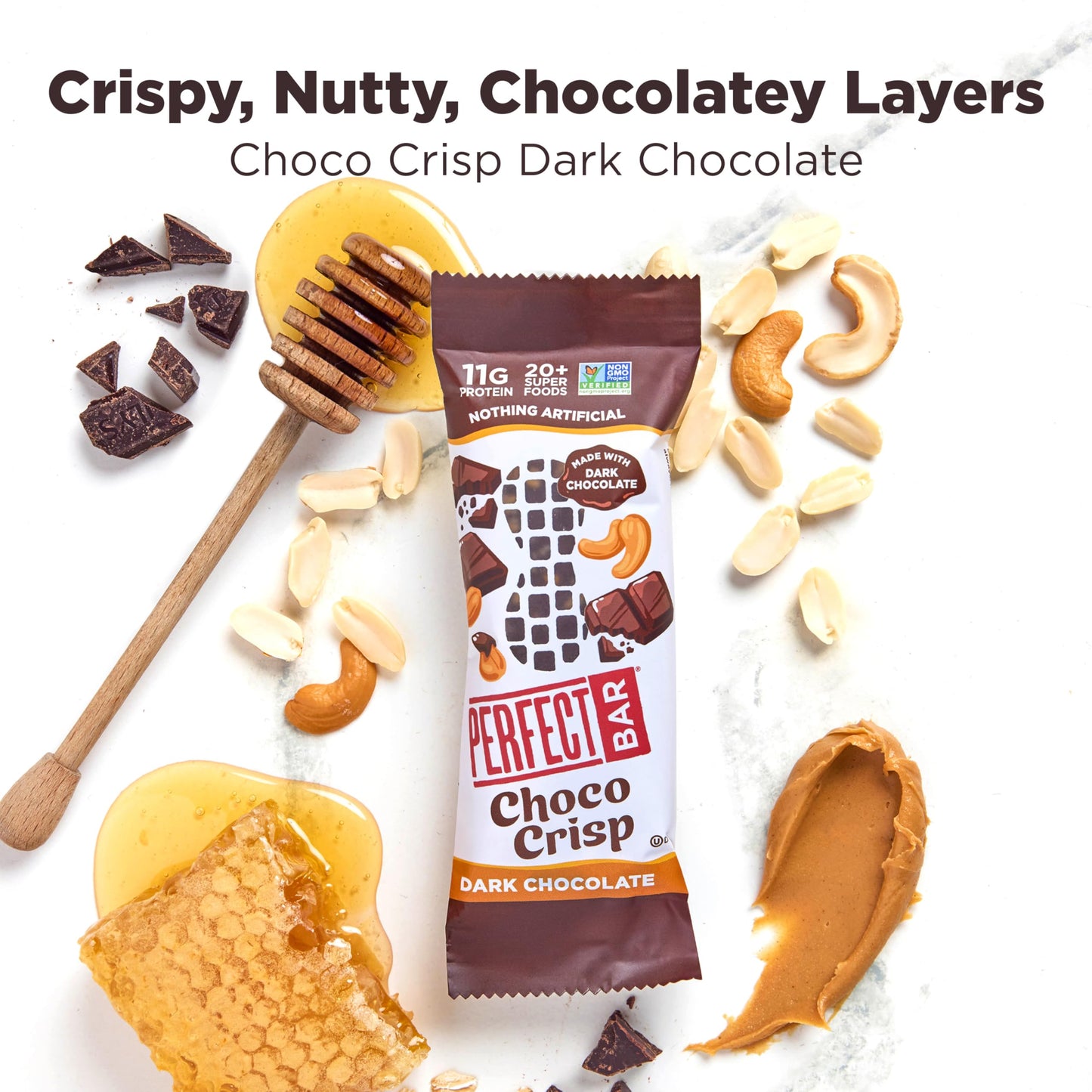 Perfect Bar Choco Crisp, Dark Chocolate Nut Butter Protein Bar, Protein Snack, Gluten Free, Soy Free, Non Gmo, No Sugar Alcohols