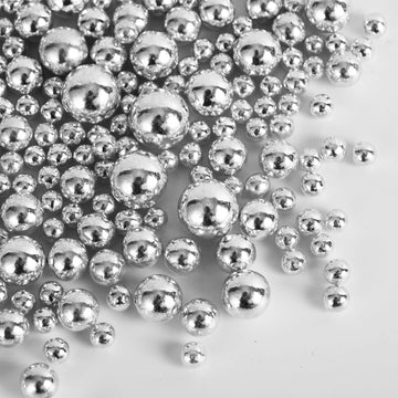 Kasvan Silver Pearl Sugar Sprinkles - Edible Candy Pearls 130G/4.58 Oz, Mix Size, Baking Cake Decorations, Ice Cream Toppings An