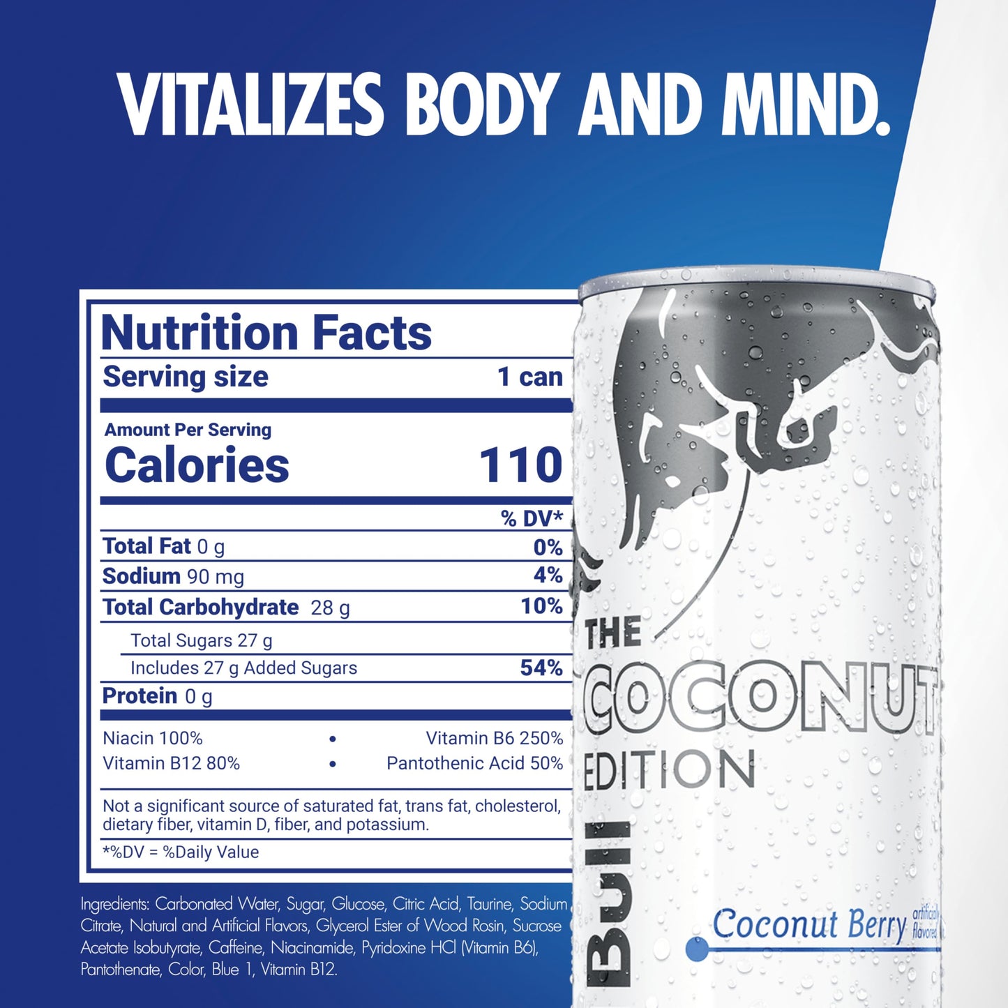 Red Bull Coconut Edition Energy Drink, Coconut Berry, 8.4 Fl Oz, 24 Cans, Model RB224254