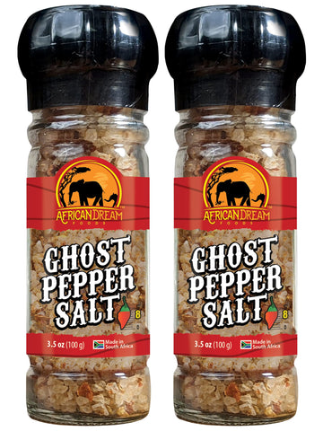 Ghost Pepper Salt Seasoning By African Dream Foods | Spicy Chili Salt With Only Natural Hot Ghost Peppers & Sea Salt | Ideal For