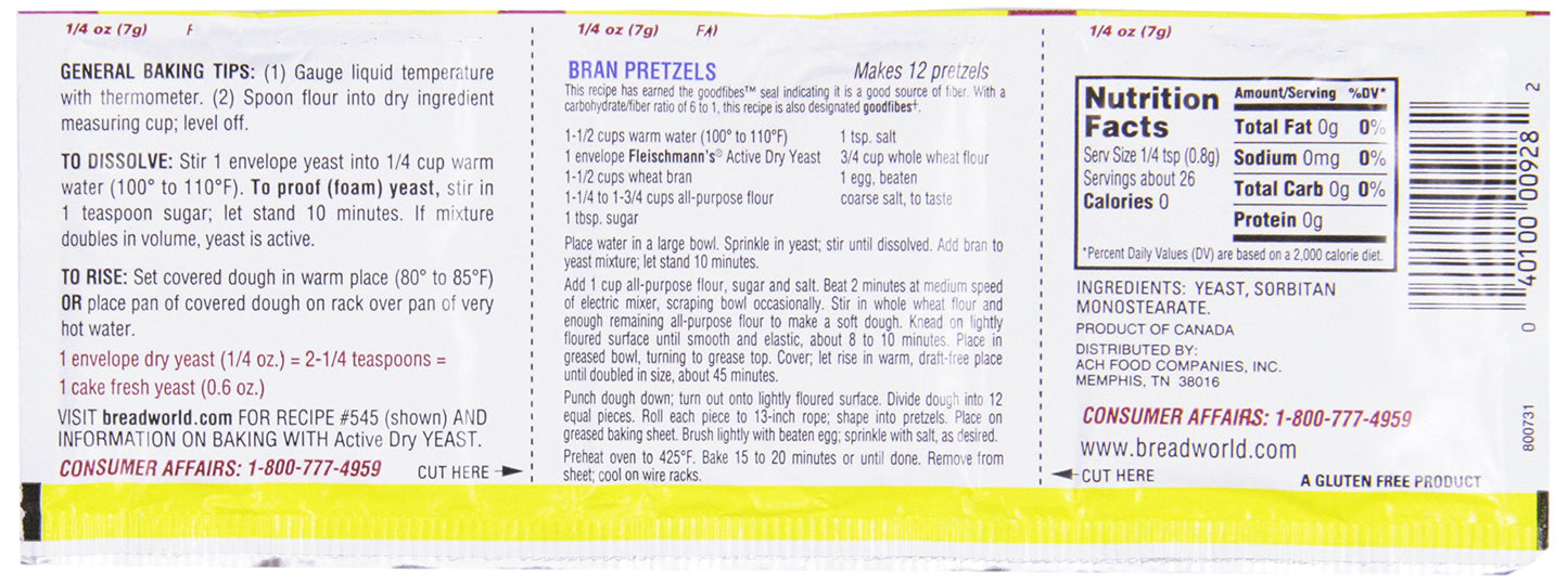 Fleischmanns Active Dry Yeast,0.25 Ounce, 3 Count