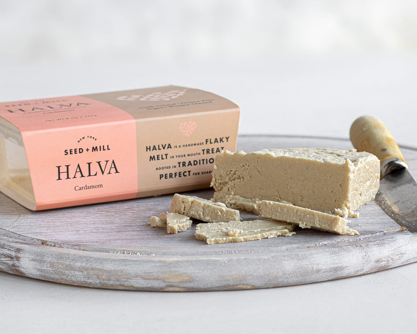 Seed + Mill Halva Candy - Cardamom Flavor, Vegan, Kosher, Gluten Free - 8 oz - Model CARD8OZ