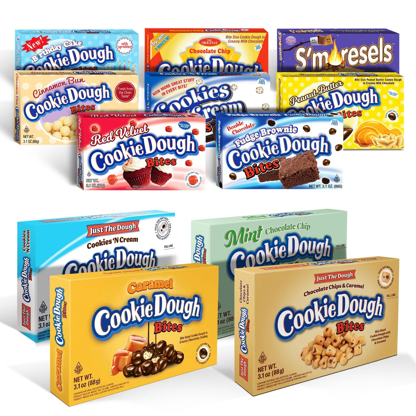 Cookie Dough Bites Chocolate Chip Flavored Candy | 3.1 oz (Pack of 3) | The Original Edible Cookie Dough | Movie Theater Candy