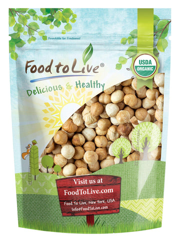 Food to Live Organic Blanched Roasted Hazelnuts, 4 Pounds - Non-GMO, Dry Roasted Filberts, No Skin, Whole Nuts, Unsalted, Kosher