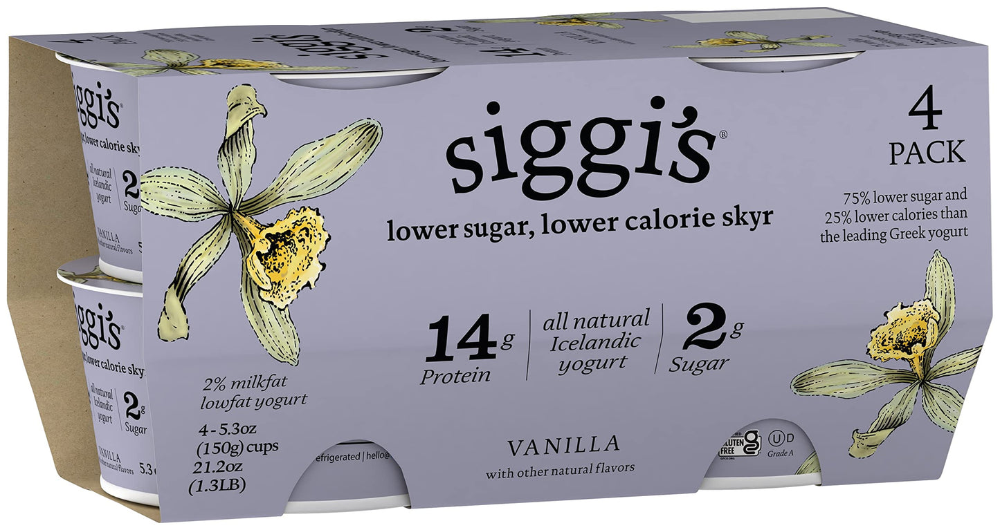 Siggis Icelandic Low Fat Skyr Yogurt Vanilla 2% Milkfat - 4 pk