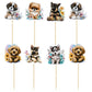 Gyufise Dog Cupcake Toppers - 36Pcs Cartoon Puppy Picks for Pet Theme Baby Shower & Birthday Parties, Paper, Dog Color
