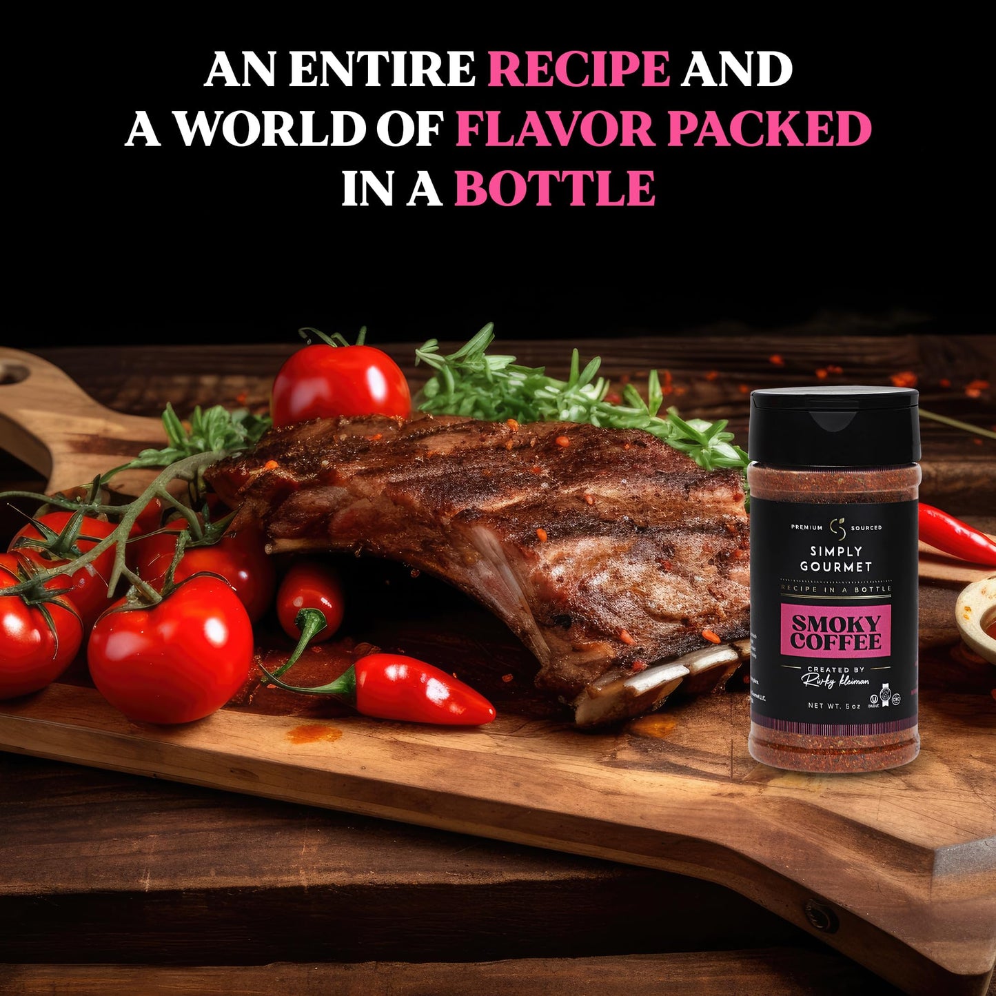 Recipe In A Bottle Smokey Coffee Seasoning - Chef-Crafted Spice Blend - 5 oz