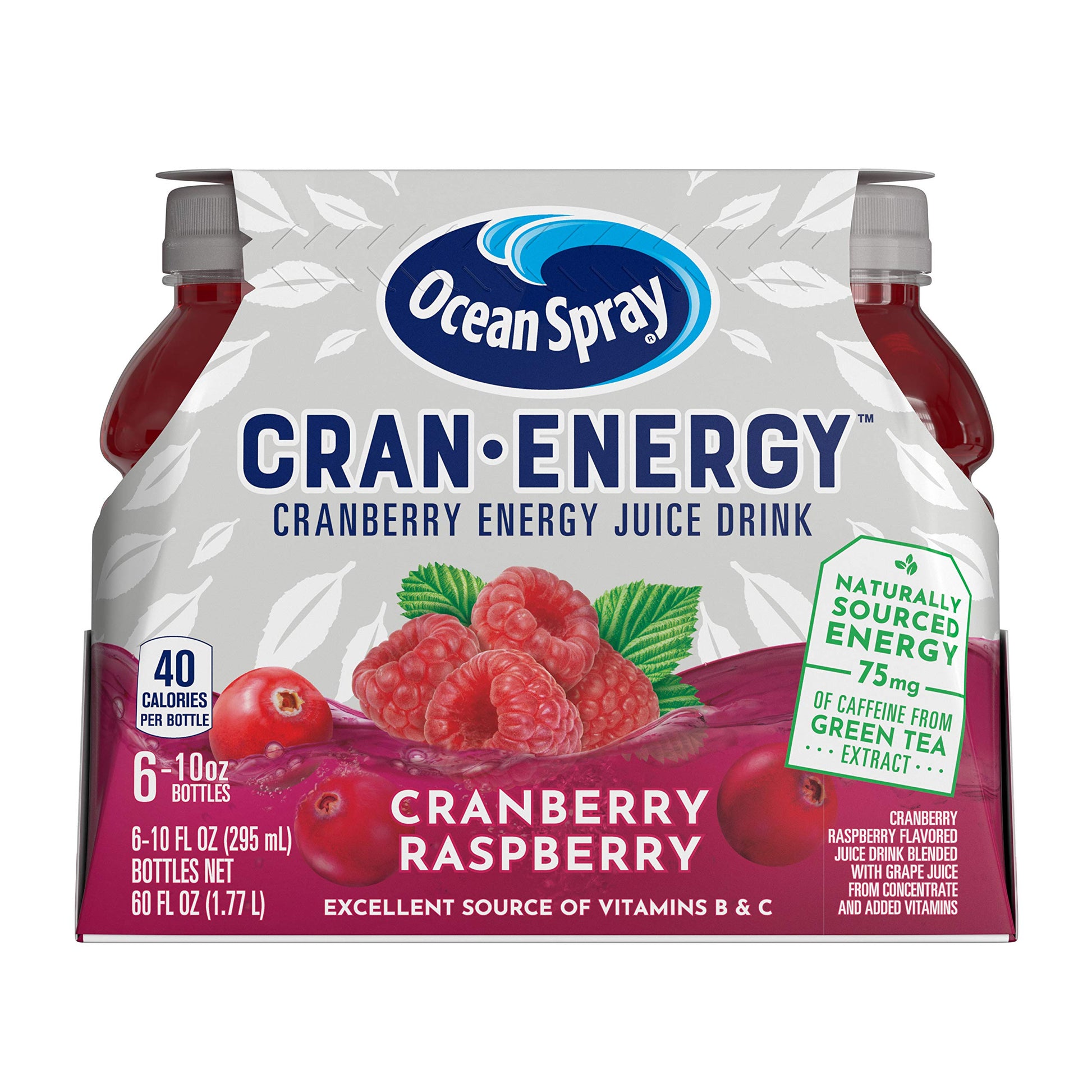 Ocean Spray Cran-Energy Juice Drink, Cranberry Raspberry, 10 fl oz, 6 Count