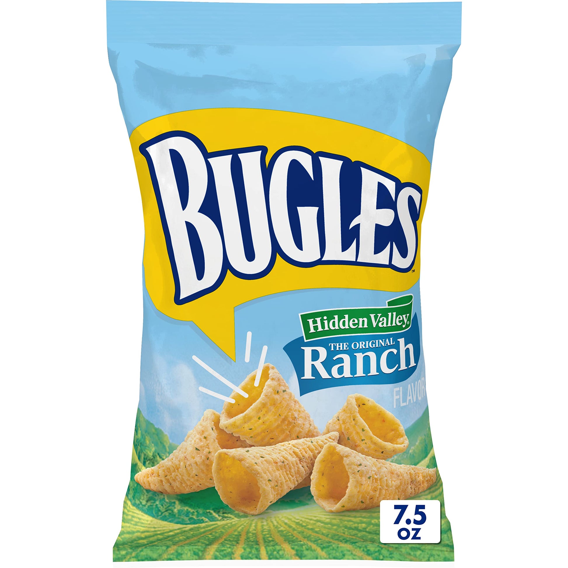 Bugles Crispy Corn Snacks, Hidden Valley Ranch Flavor, Snack Bag, 7.5 oz