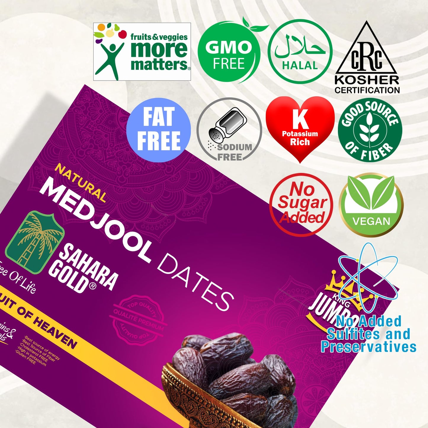Sahara Gold Natural Medjool Dates - 70.4 Oz (4.4 Lb),Vegan, Gluten-Free, No Sugar Added Great Gift For Friends & Family, Sweet D