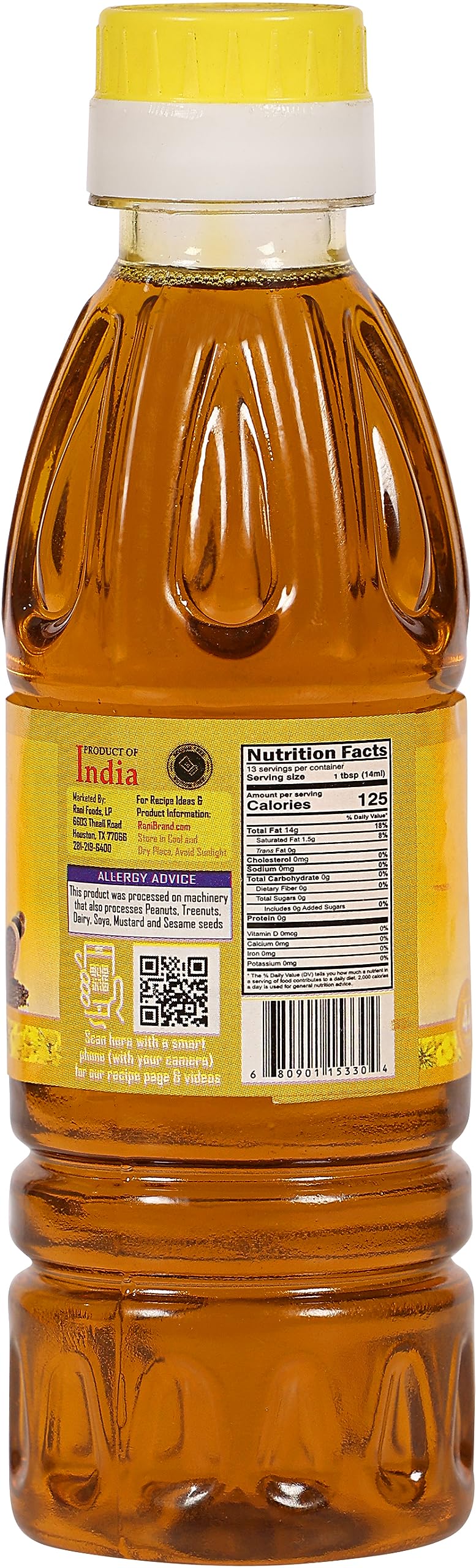 Rani Mustard Oil (Kachi Ghani) 6.76 Ounce (200ml) NON-GMO | Gluten Free | Vegan | 100% Natural | Kosher