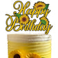Sunflower Happy Birthday Cake Topper Gold Glitter Summer Theme Kids Boy Girl Birthday Party Supplies Decor