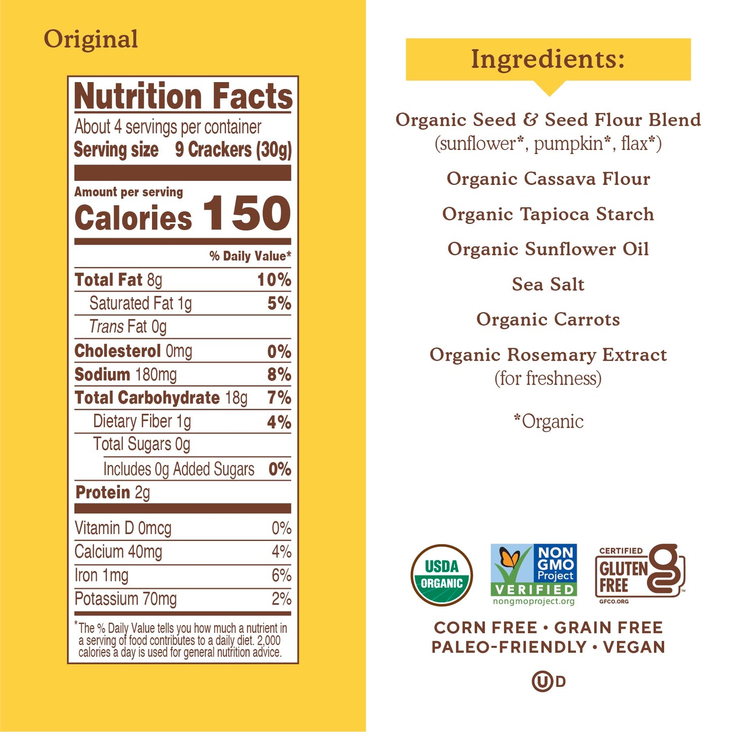 Simple Mills Organic Seed Crackers, Original - Gluten Free, Vegan, Healthy Snacks, Paleo Friendly, 4.25 Ounce (Pack of 3)
