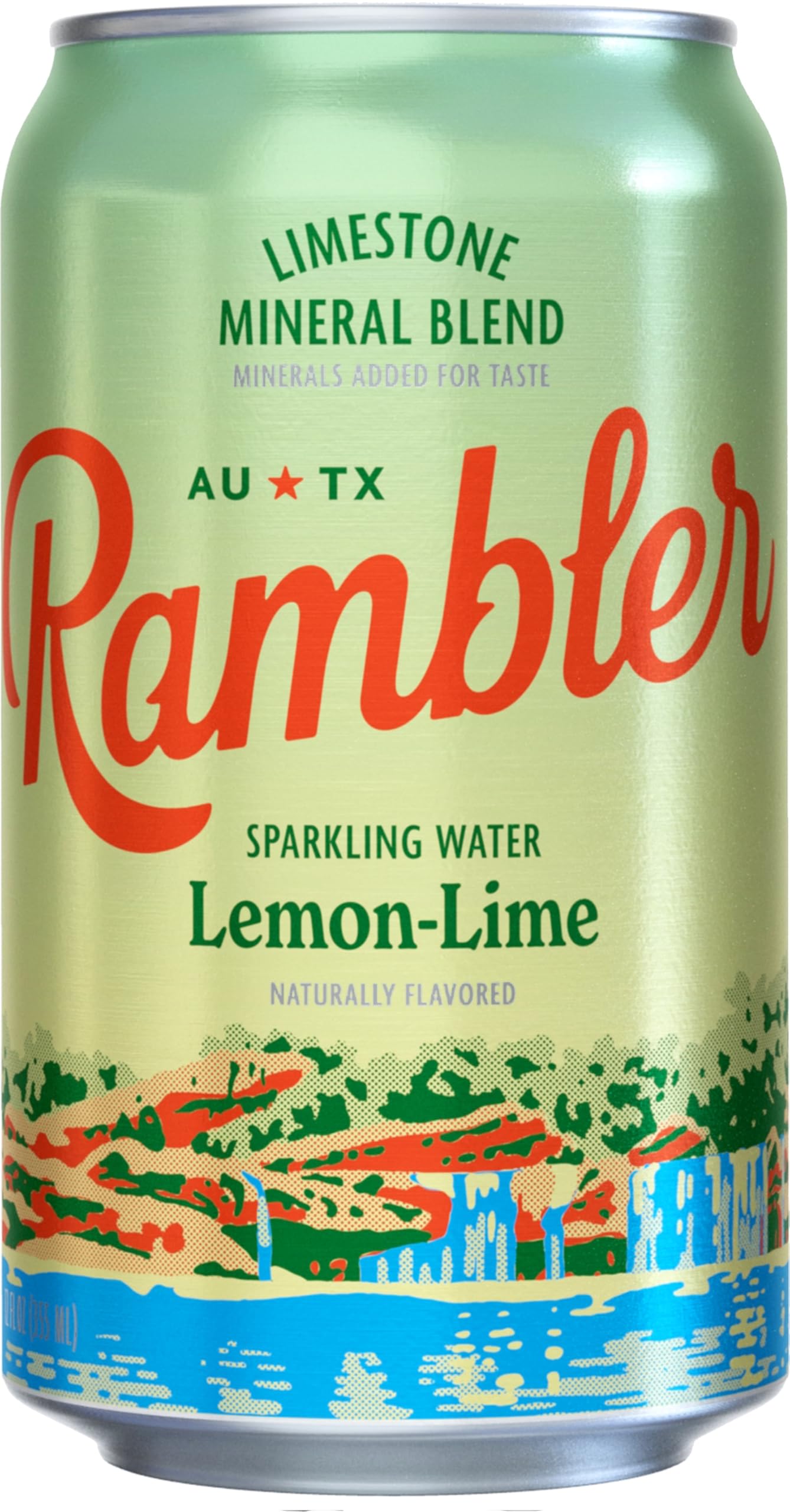 RAMBLER Lemon-Lime Sparkling Water, 12-Ounce Cans, Pack of 24, Texas Limestone Filtered