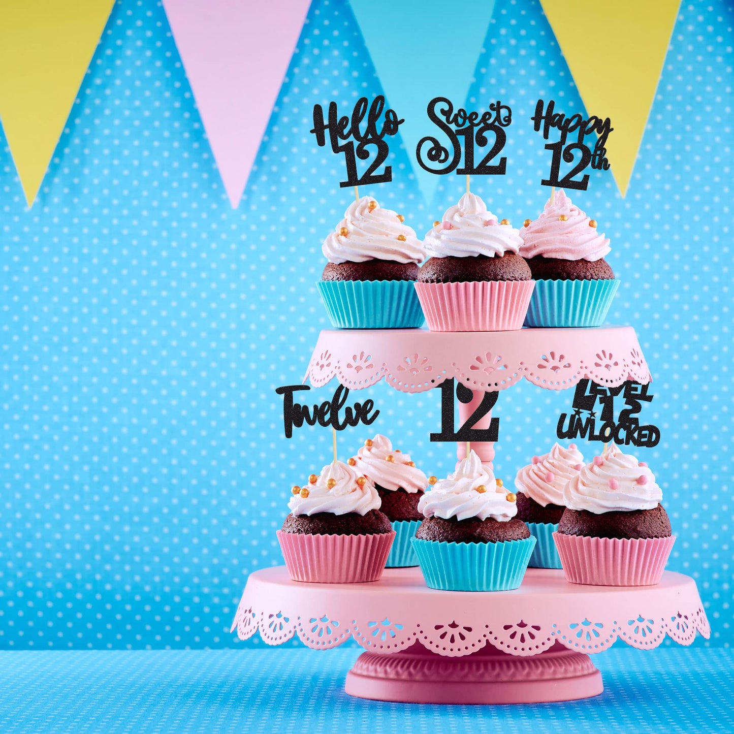 36Pcs 12Th Birthday Cupcake Toppers Hello 12 Sweet 12 Twelve Cake Decorations Level 12 Unlocked Birthday Cupcake Picks For 12Th