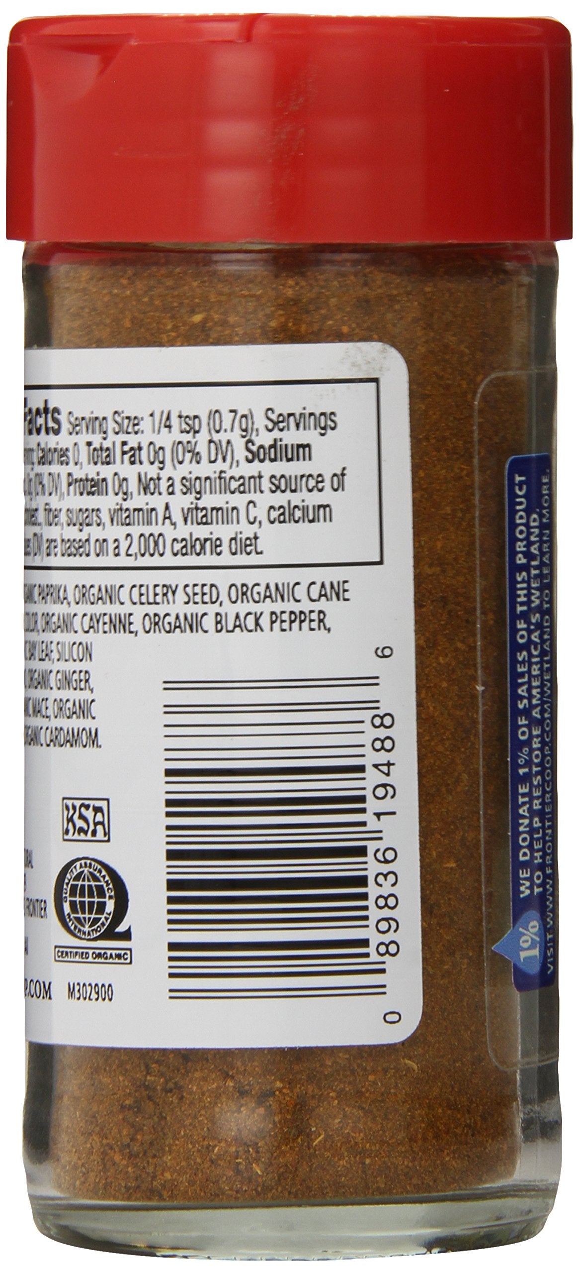 Frontier Co-Op Organic Blackened Seafood Seasoning, 2.5 Ounce Bottle, Savory Blend For Fish, Seafood, Sauces, Chowders