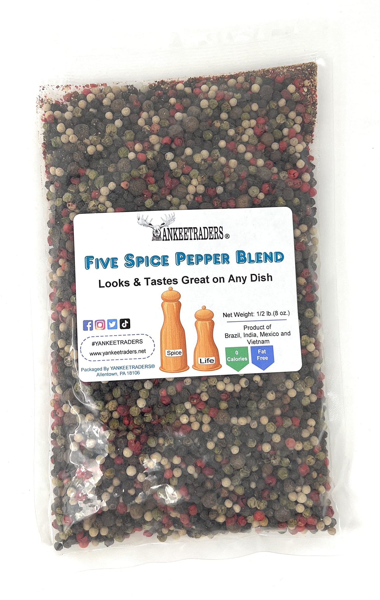 YANKEETRADERS Five Peppercorn Spice Blend, 8 Oz Bag, Gourmet Seasoning for Cooking and Grilling