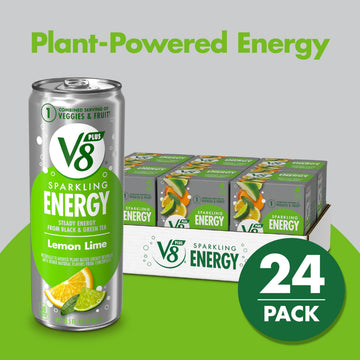 V8 +ENERGY Lemon Lime Energy Drink, 11.5 FL OZ Can, Pack of 24, Made with Real Juices, Model 200000027628