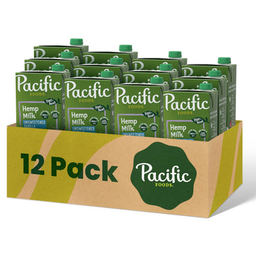 Pacific Foods All Natural 32Oz Boxes Keto Friendly, Unsweetened Hemp - Vanilla, 384 Fl Oz, Pack Of 12
