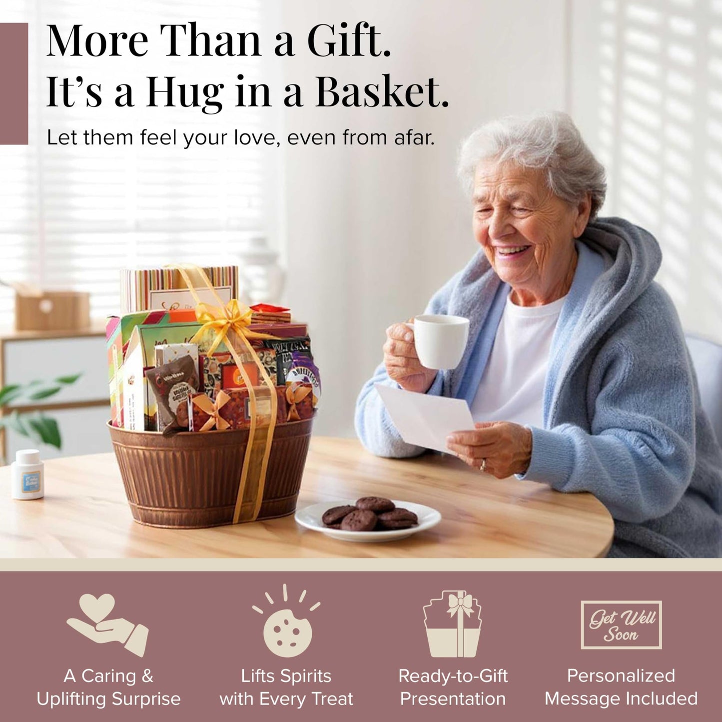 Get Well Basket - Care Package with Gourmet Snacks for Women & Men  After Surgery Gifts  Thinking of You   Feel Better Sweets  Gift Box by Broadway Basketeers