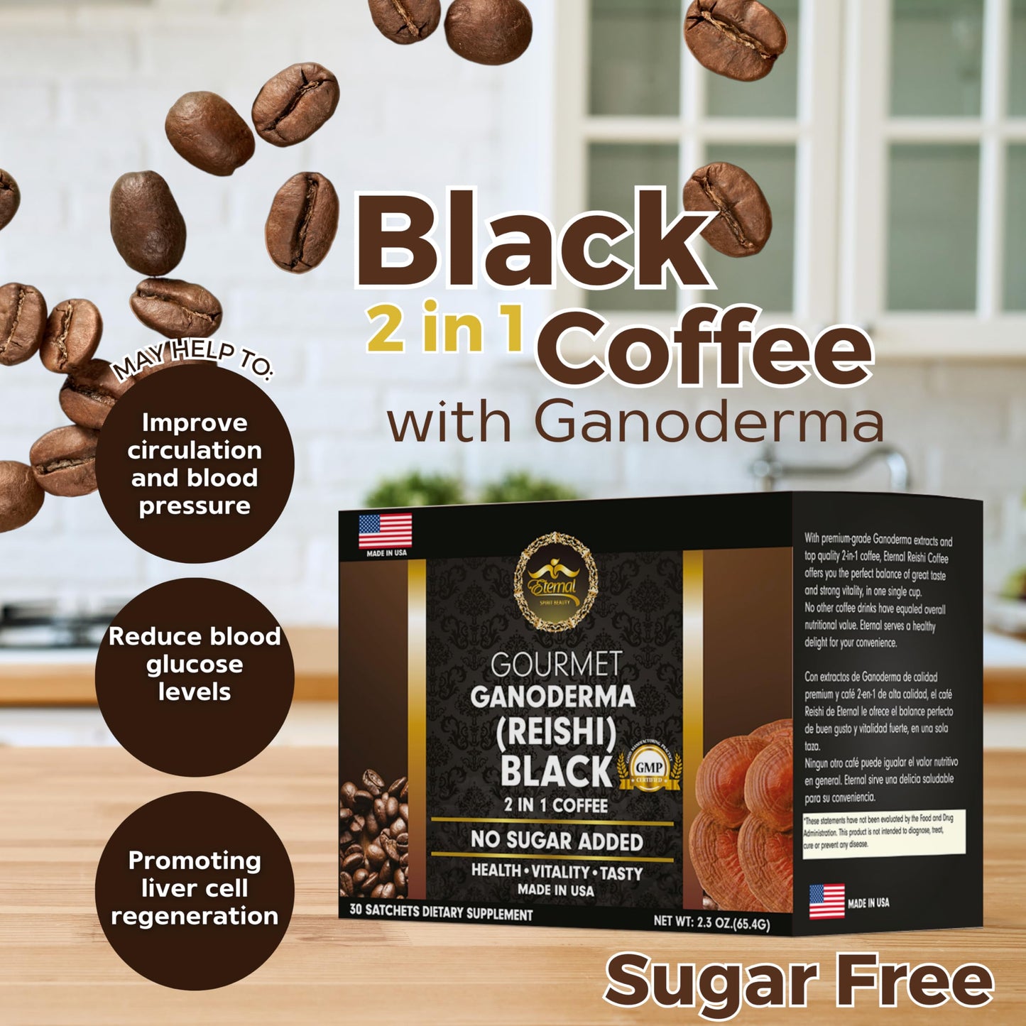 Eternal Spirit Beauty Asian Black Coffee Singles - Unparalleled Convenience In Individual Packets For Quick And Flavorful Energy (30 Sachets - 0.07 Oz Each)